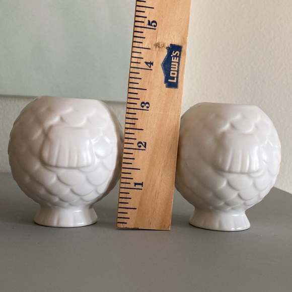 White ceramic fish vases Modern Coastal Seaside Decor set of 2 small vessels - Picture 11 of 12